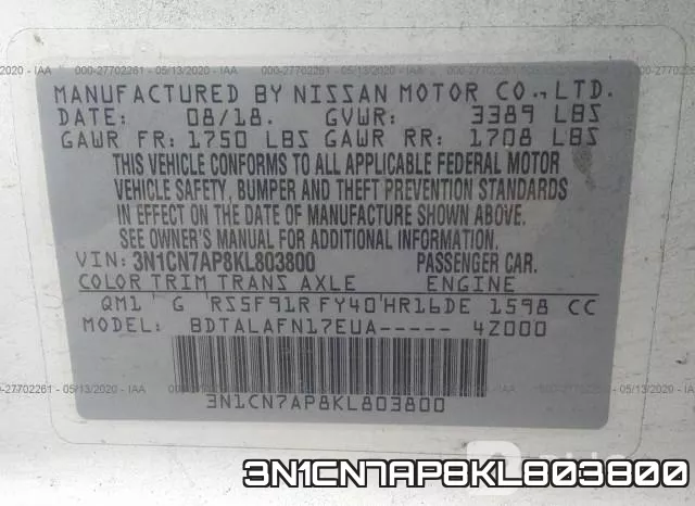 3N1CN7AP8KL803800 фото 9