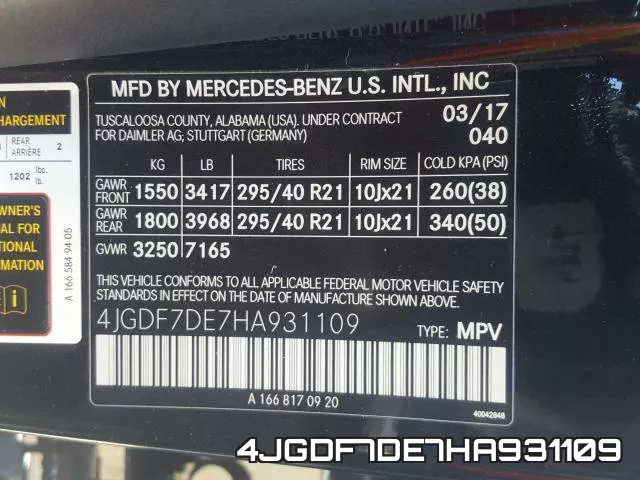 4JGDF7DE7HA931109 фото 2