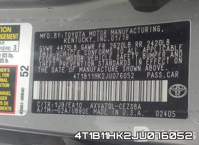 4T1B11HK2JU076052 фото 10
