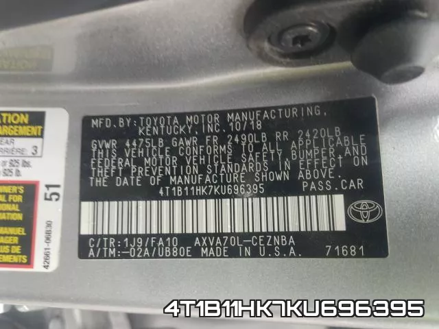 4T1B11HK7KU696395 фото 2