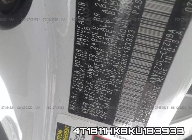 4T1B11HK8KU183933 фото 10
