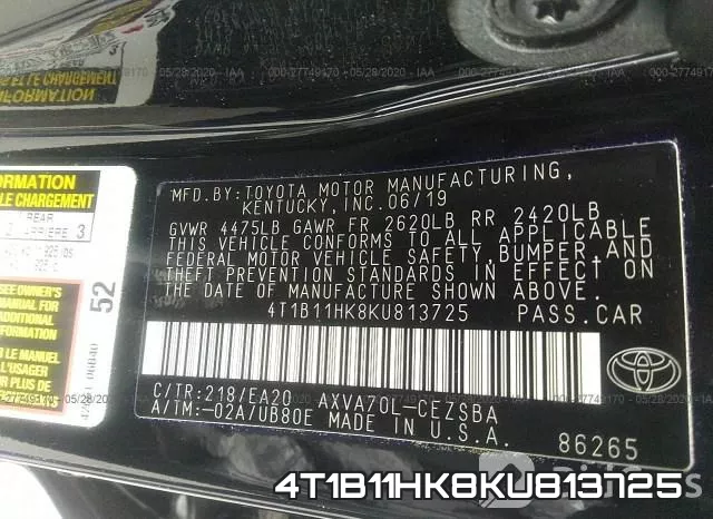 4T1B11HK8KU813725 фото 10
