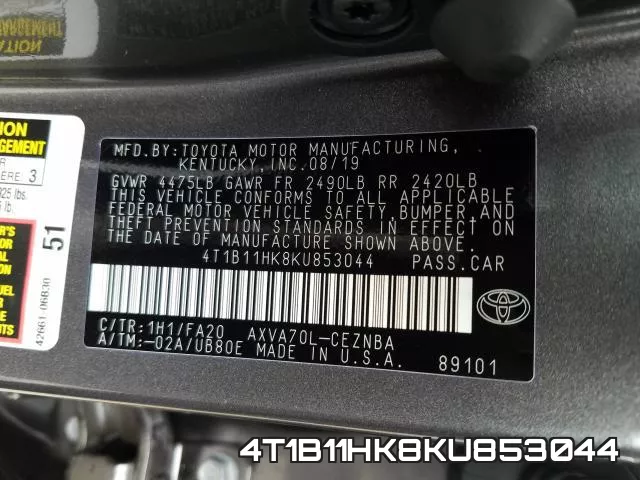 4T1B11HK8KU853044 фото 2
