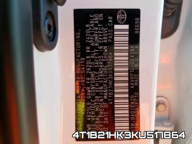 4T1B21HK3KU517864 фото 2
