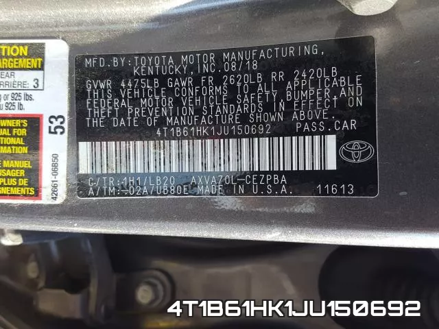 4T1B61HK1JU150692 фото 2
