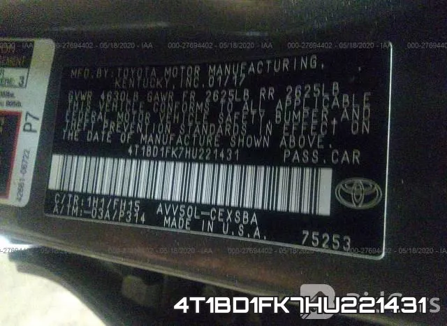 4T1BD1FK7HU221431 фото 10