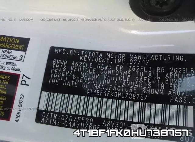 4T1BF1FK0HU738757 фото 10