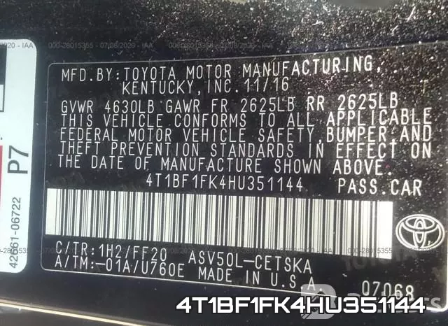 4T1BF1FK4HU351144 фото 10