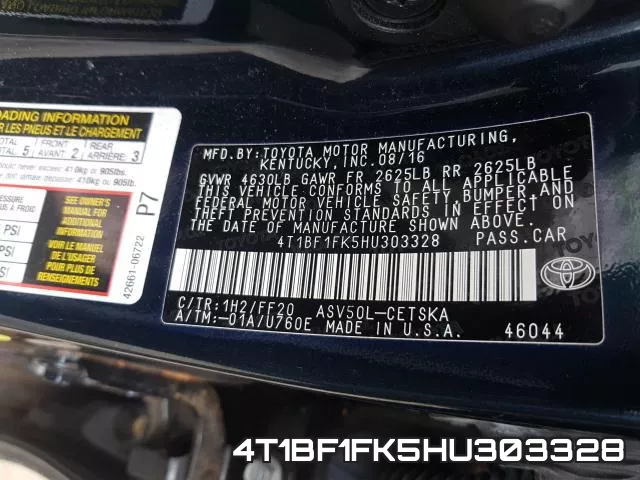 4T1BF1FK5HU303328 фото 2