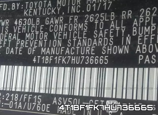 4T1BF1FK7HU736665 фото 10