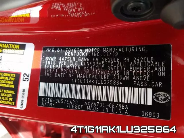 4T1G11AK1LU325864 фото 2