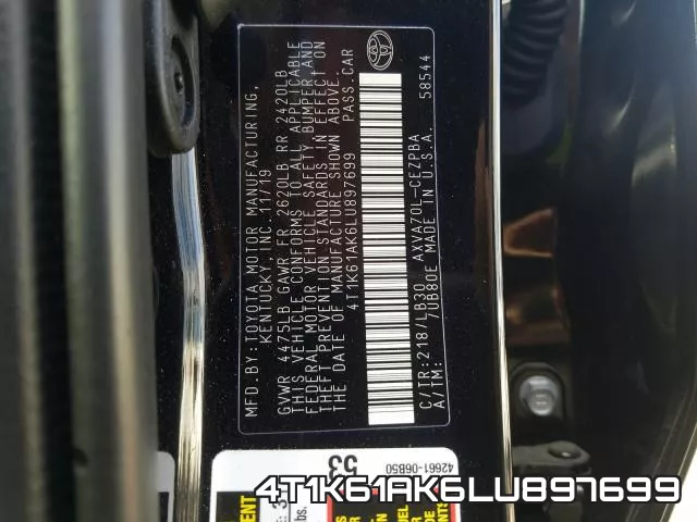 4T1K61AK6LU897699 фото 2