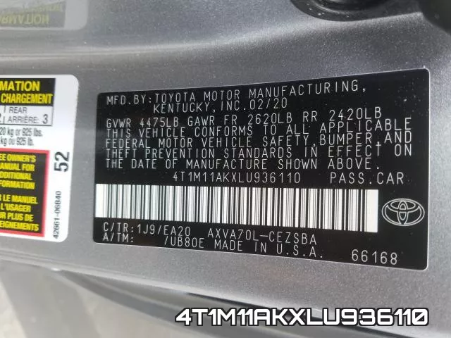 4T1M11AKXLU936110 фото 2