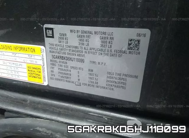 5GAKRBKD6HJ118099 фото 10