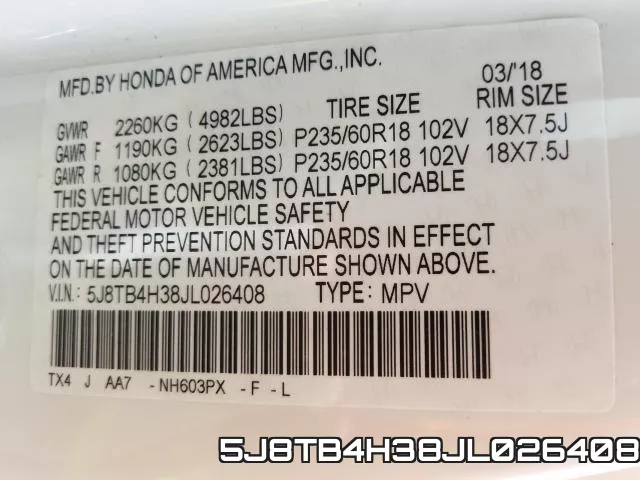 5J8TB4H38JL026408 фото 2
