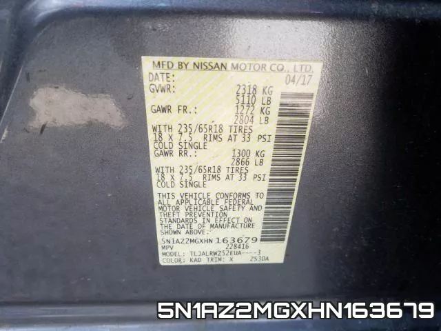 5N1AZ2MGXHN163679 фото 2