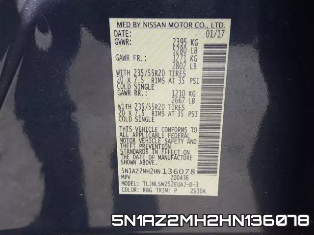5N1AZ2MH2HN136078 фото 2