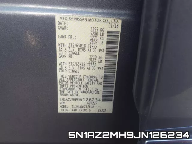 5N1AZ2MH9JN126234 фото 2