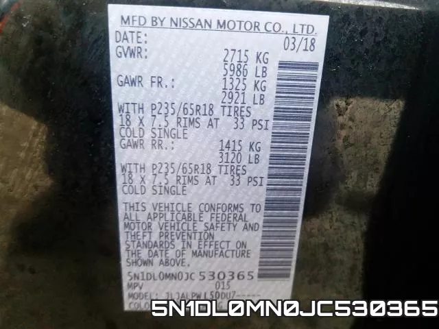 5N1DL0MN0JC530365 фото 2
