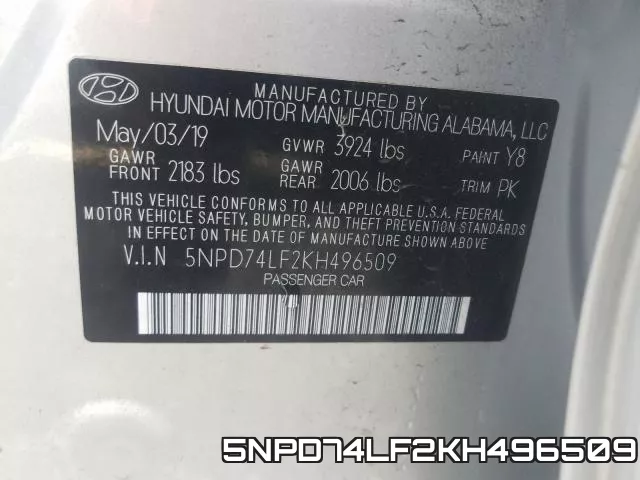 5NPD74LF2KH496509 фото 2
