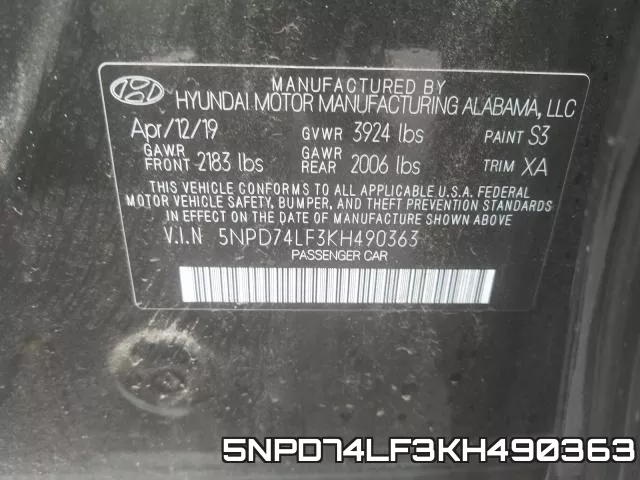 5NPD74LF3KH490363 фото 2