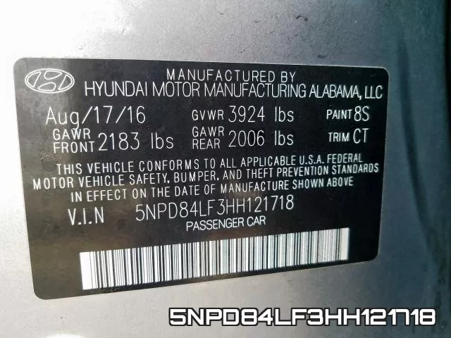 5NPD84LF3HH121718 фото 2