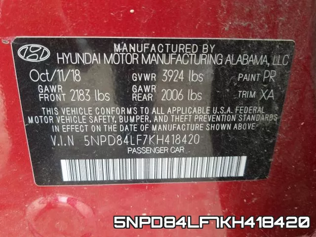 5NPD84LF7KH418420 фото 2
