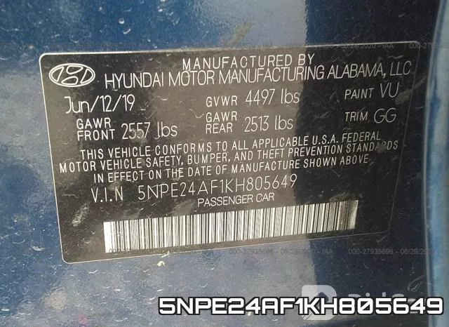 5NPE24AF1KH805649 фото 10