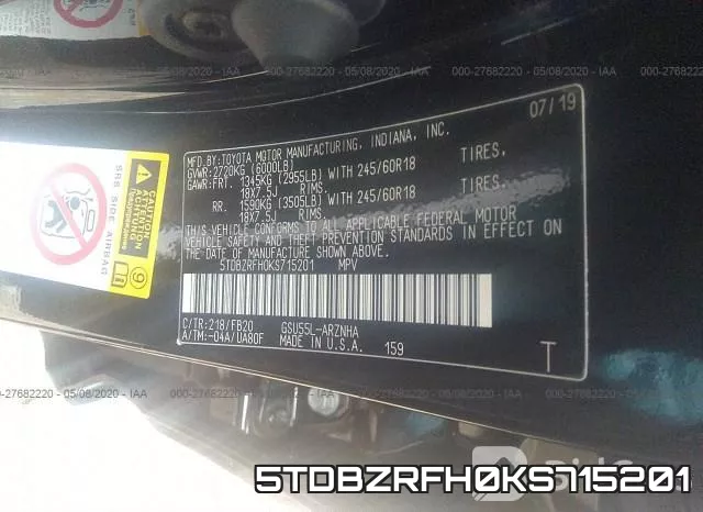 5TDBZRFH0KS715201 фото 10