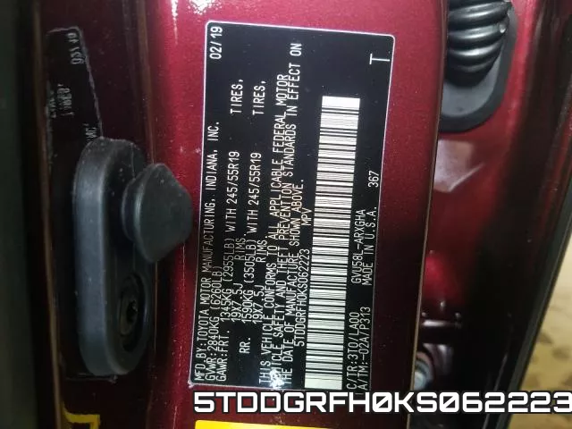 5TDDGRFH0KS062223 фото 2