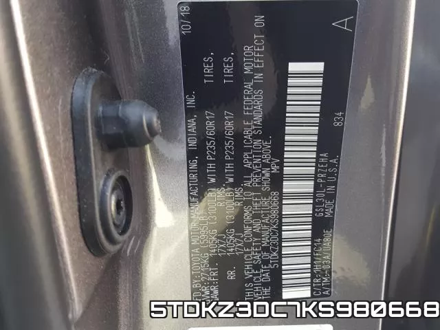 5TDKZ3DC7KS980668 фото 2