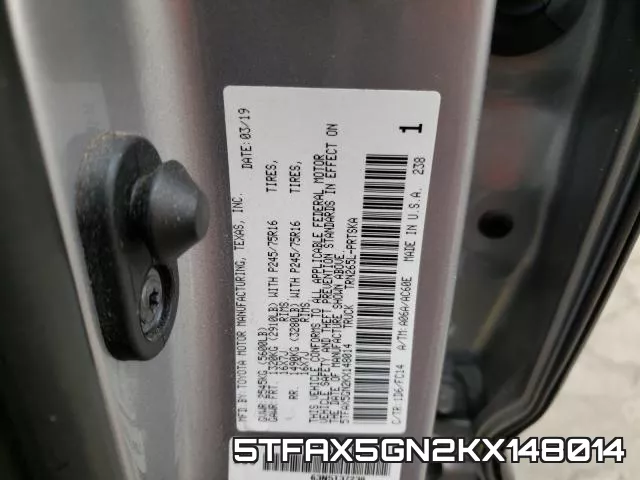 5TFAX5GN2KX148014 фото 2