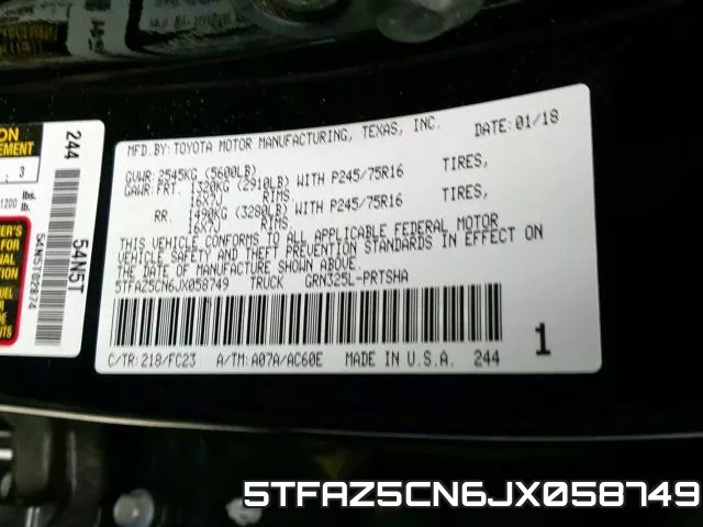 5TFAZ5CN6JX058749 фото 2