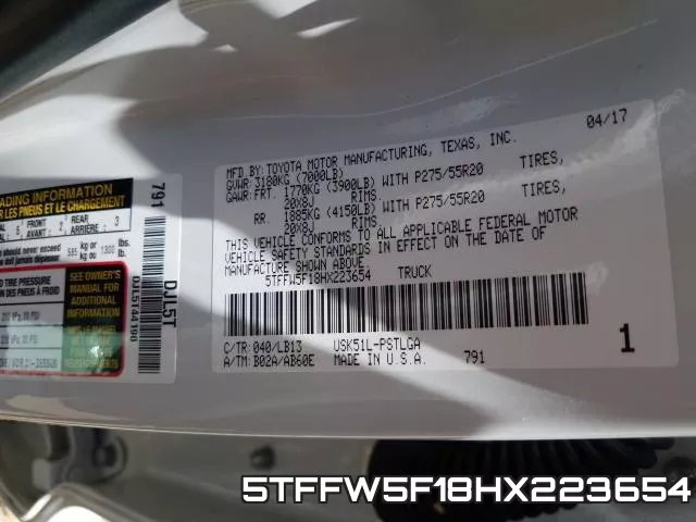 5TFFW5F18HX223654 фото 2