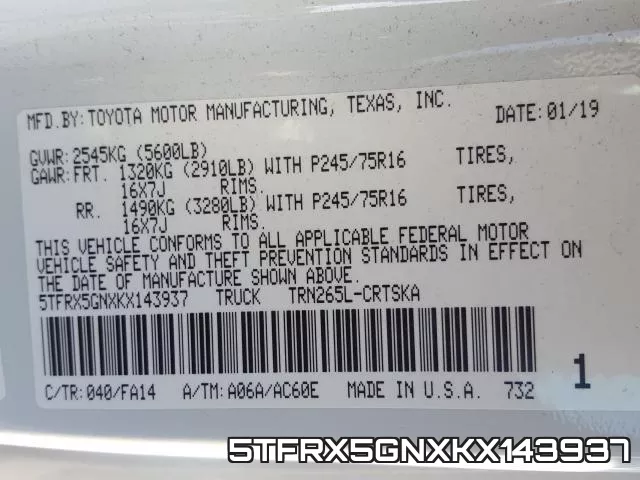 5TFRX5GNXKX143937 фото 2