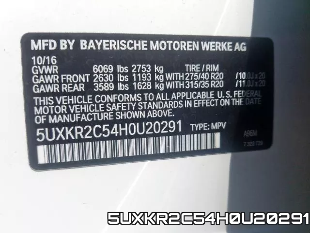 5UXKR2C54H0U20291 фото 2