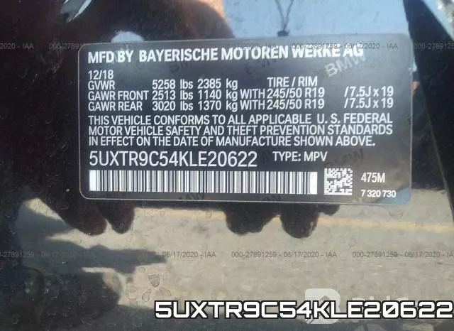 5UXTR9C54KLE20622 фото 10