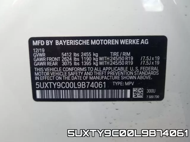 5UXTY9C00L9B74061 фото 2