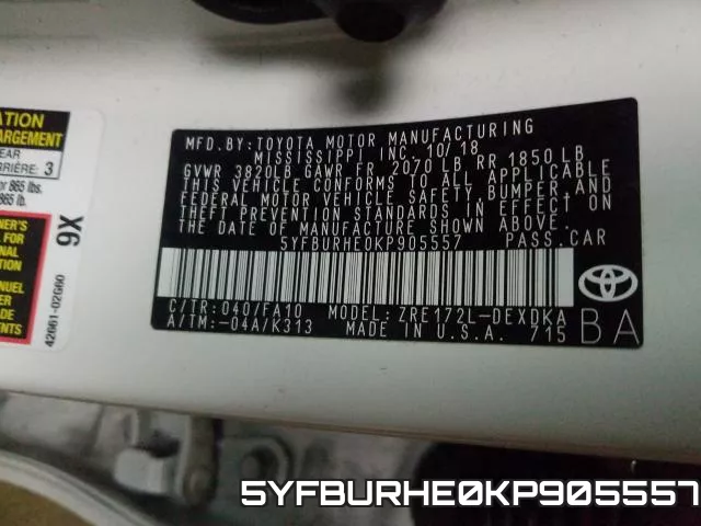 5YFBURHE0KP905557 фото 2
