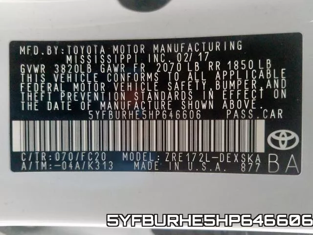 5YFBURHE5HP646606 фото 2
