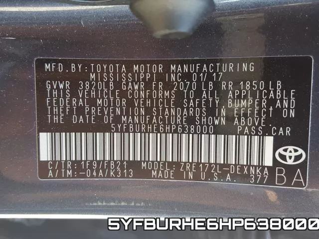 5YFBURHE6HP638000 фото 2