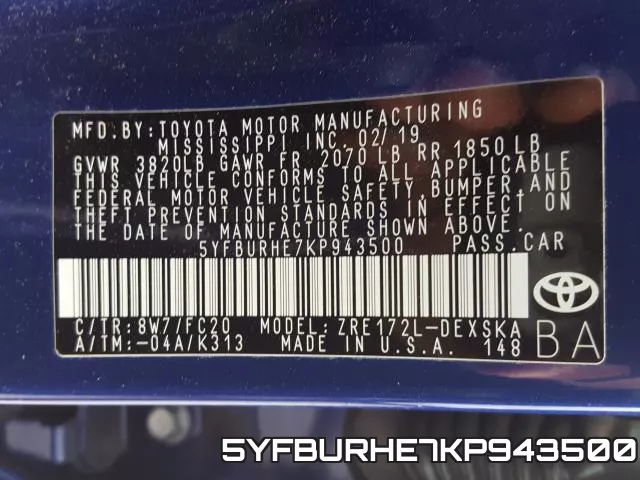 5YFBURHE7KP943500 фото 2