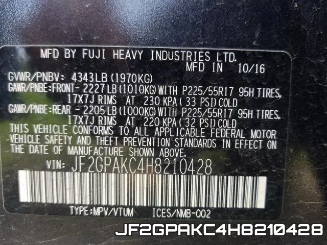 JF2GPAKC4H8210428 фото 2