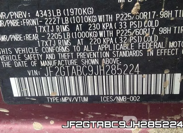 JF2GTABC9JH285224 фото 10