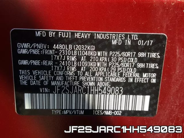 JF2SJARC1HH549083 фото 2