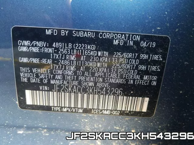 JF2SKACC3KH543296 фото 2