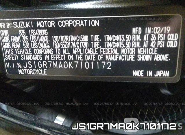 JS1GR7MA0K7101172 фото 2