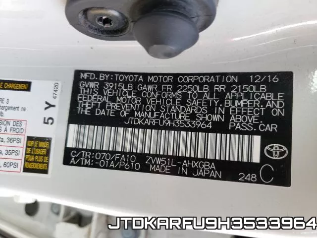 JTDKARFU9H3533964 фото 2