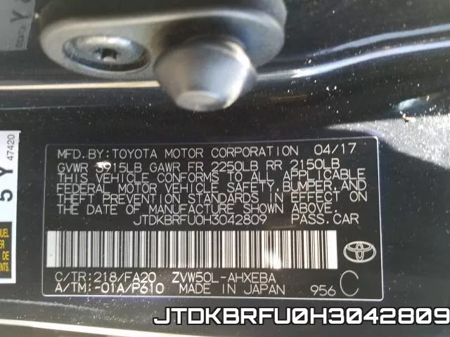 JTDKBRFU0H3042809 фото 2