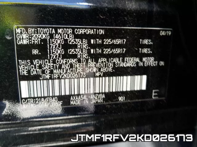 JTMF1RFV2KD026173 фото 2